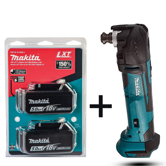 "Makita DTM51Z 18V Cordless Multi-Tool Kit (Blue) with Two Genuine 18V 5.0Ah BL1850B Li-ion Batteries"